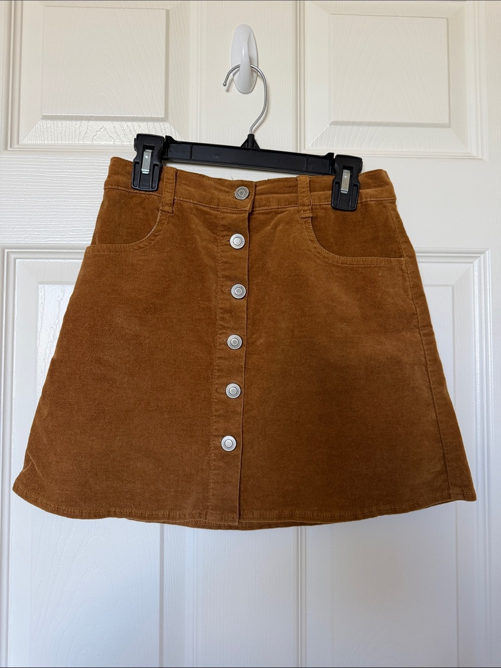 Brandy Melville Rust Brown Corduroy Button-Front A-Line Skirt